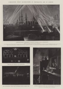Kroningsnachtverlichting in Portsmouth en Londen